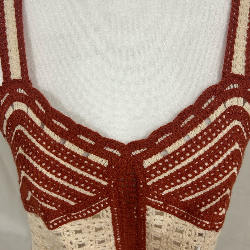 Jason Wu NWT Rust and Cream Crochet Crop Top NWT - image 4